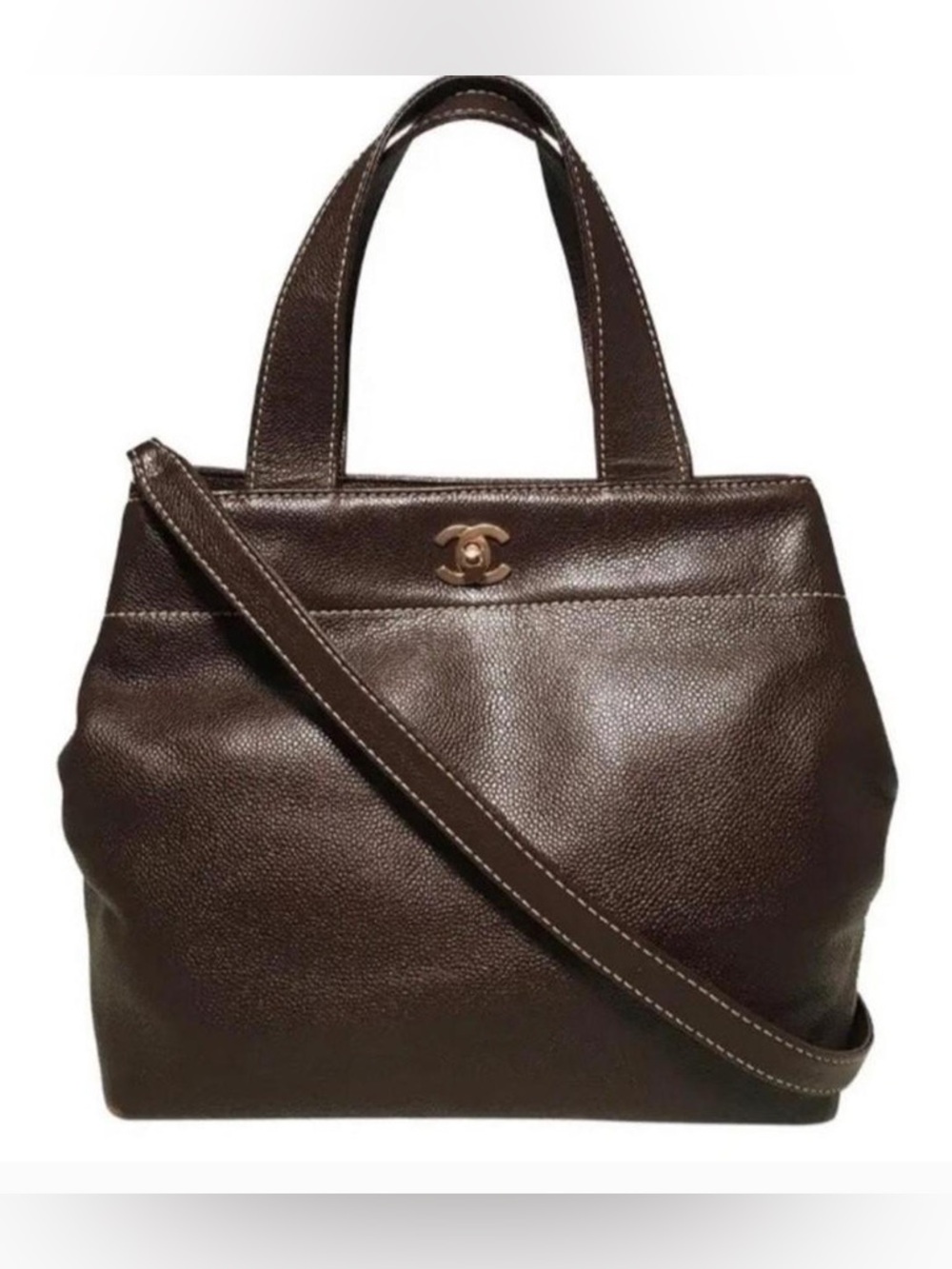 SOLD: CHANEL Dark Brown Leather Tote